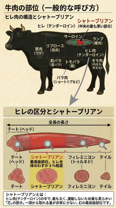 牛肉部位(ヒレの区分とシャトーブリアン)